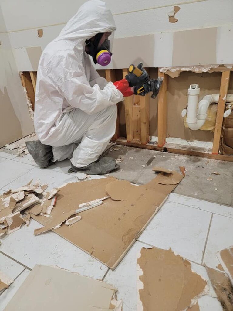 Specialist removing a wall.